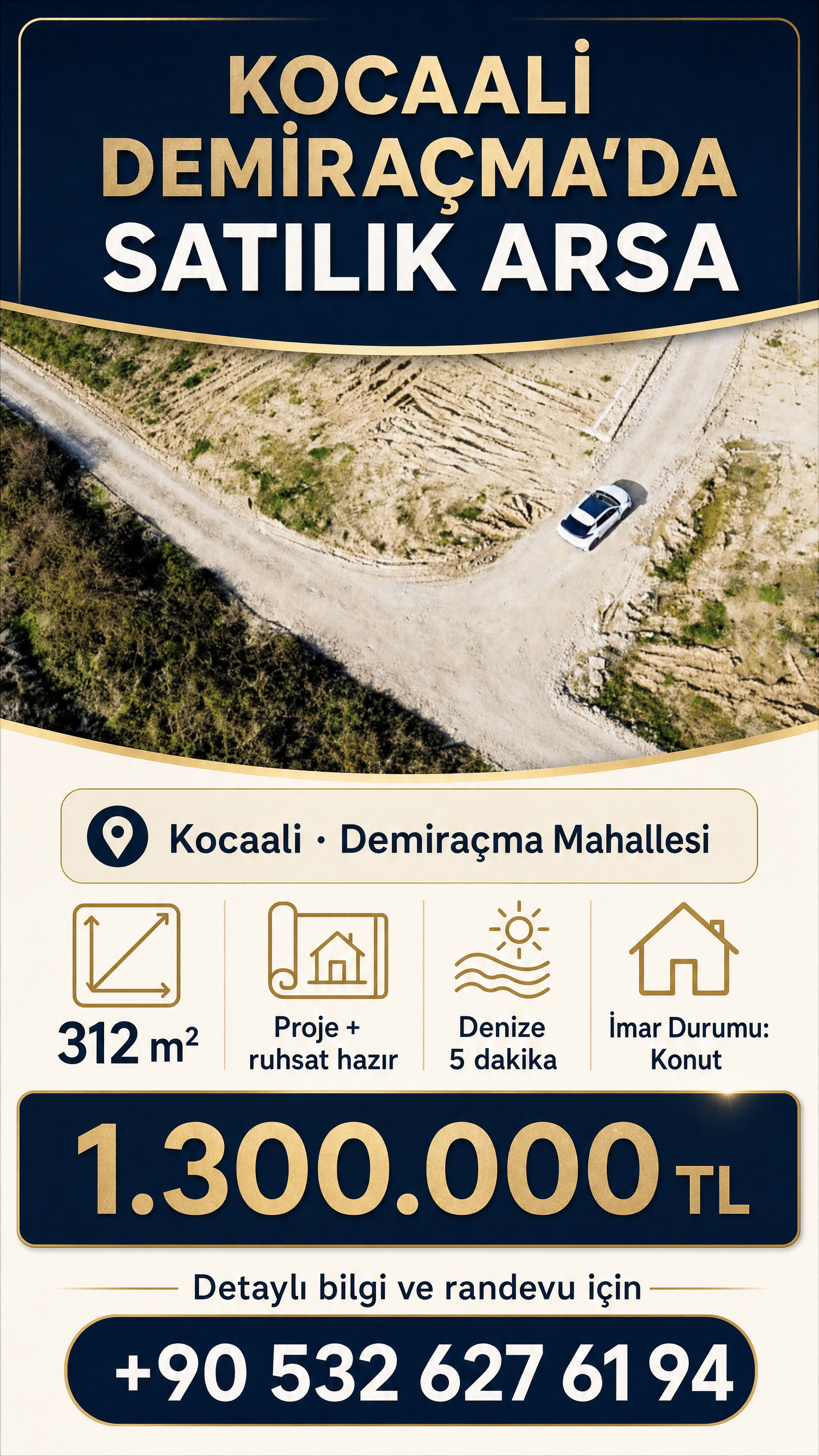 Kocaali Demiraçma’da 312 m² Proje ve Ruhsat Hazır Arsa