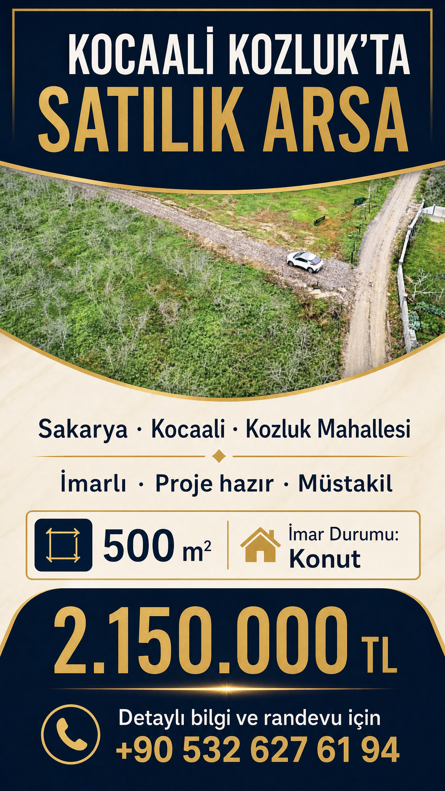 Kocaali Kozluk’ta 500 m² Projeli Müstakil Arsa