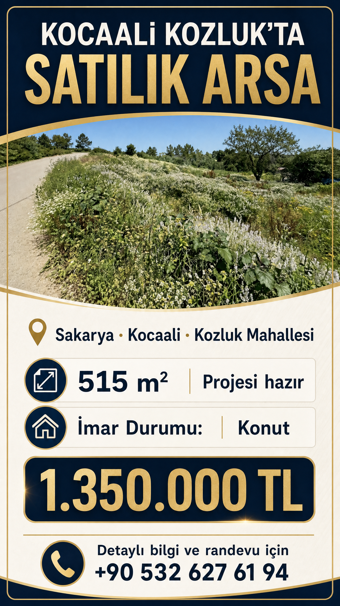 Kocaali Kozluk’ta 515 m² Projesi Hazır Satılık Arsa